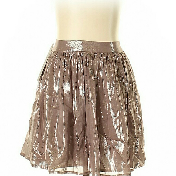 Anthropologie Dresses & Skirts - Anthro aryn K Silk Taupe Metallic Mini Skirt XS Anthropologie Dresses & Skirts - Anthro aryn K Silk Taupe Metallic Mini Skirt XS